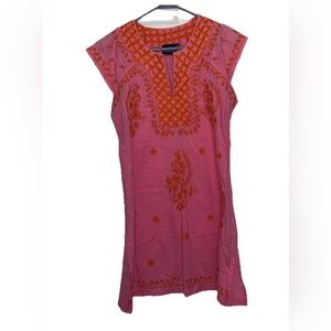 Pink and Orange Embroidered Tunic